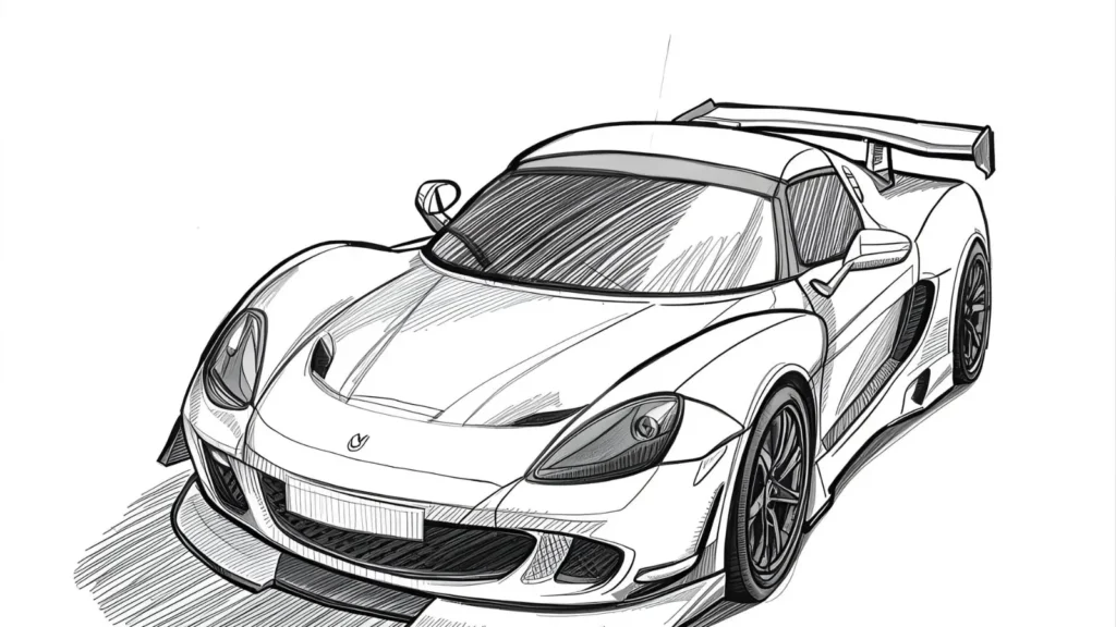 3D Race Car Coloring Page