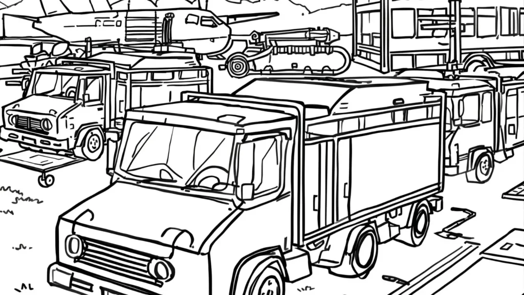 Airport Service Truck Coloring Pages