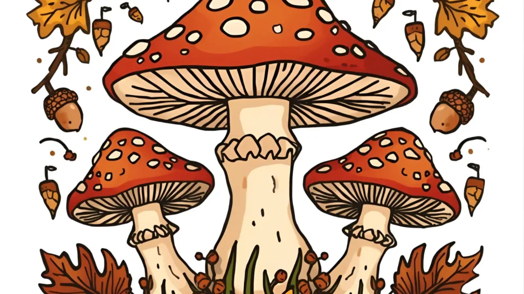 Autumn Mushroom Coloring Pages