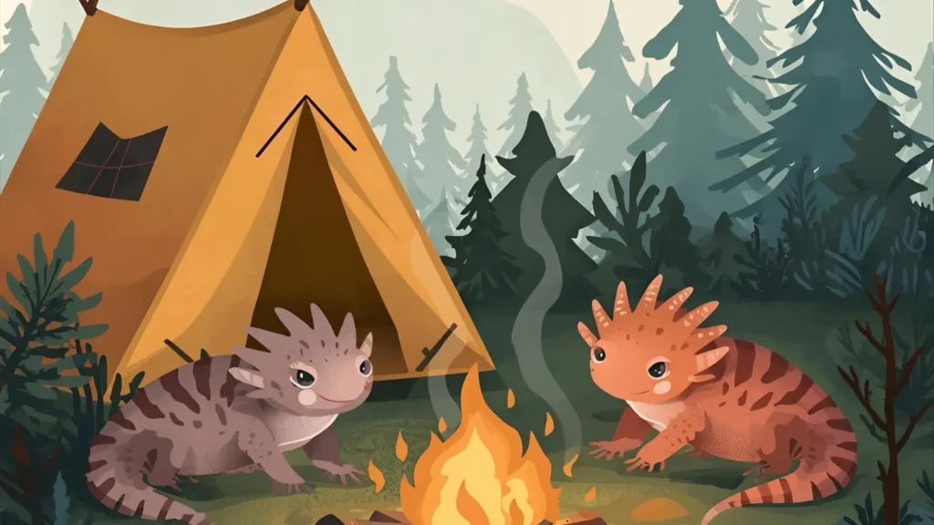 Axolotl Camping Coloring Pages