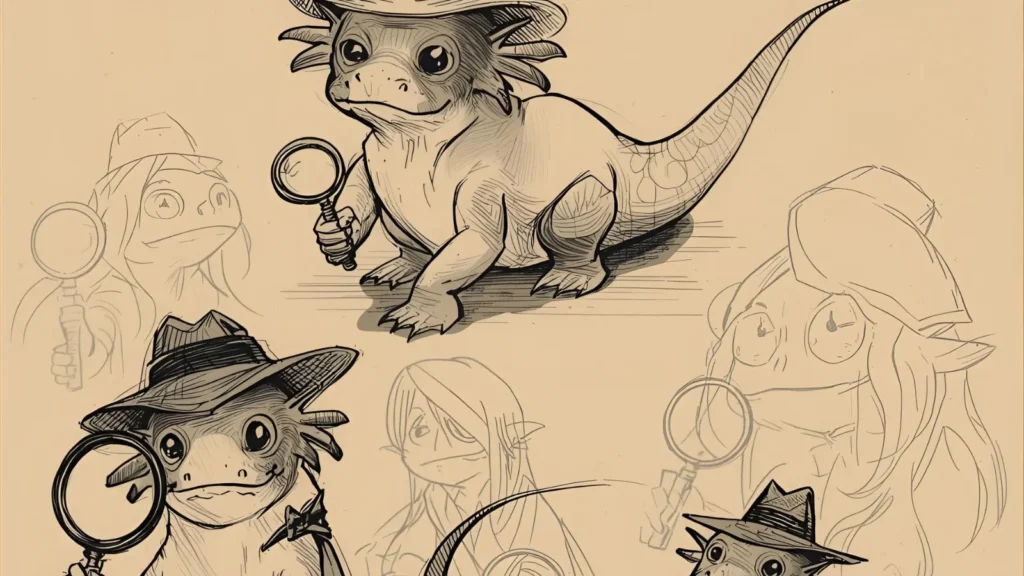 Axolotl Detective Coloring Pages