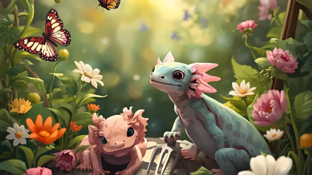 Axolotl Garden Coloring Pages