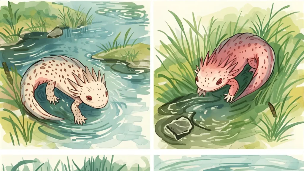 Axolotl In Nature Coloring Pages