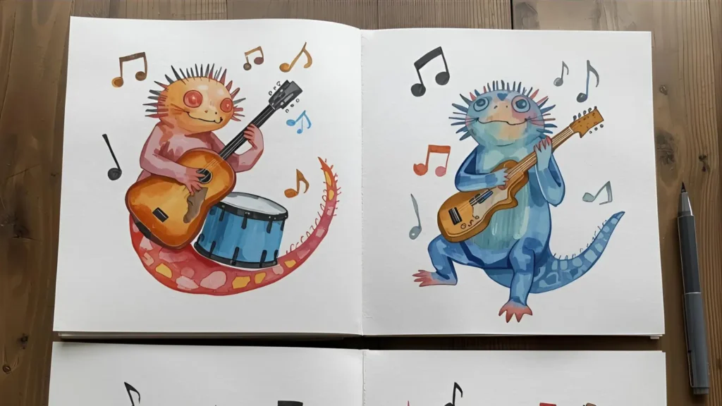 Axolotl Music Coloring Pages