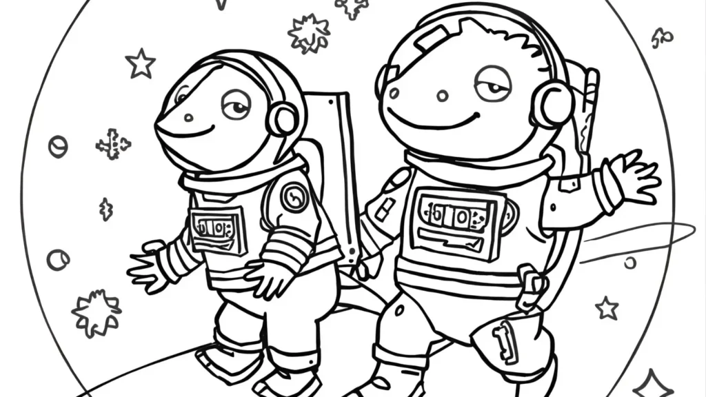 Axolotl Space Explorer Coloring Pages