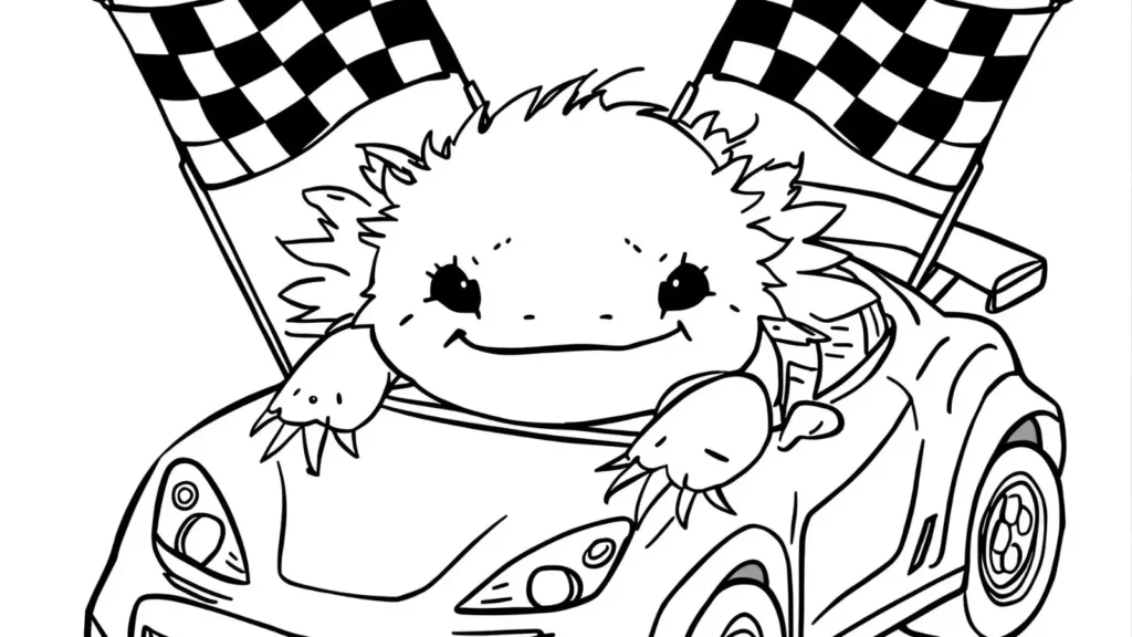 Axolotl Sports Cars Coloring Pages