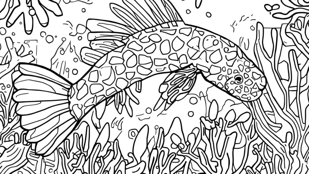 Axolotl Swimming in Coral Reefs Coloring Pages