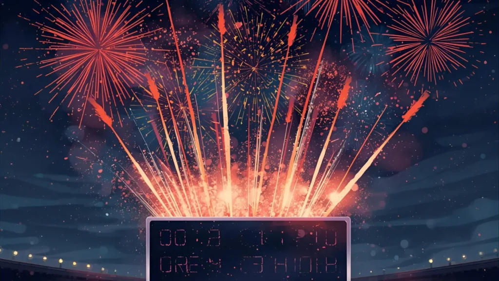 Baseball Scoreboard Fireworks