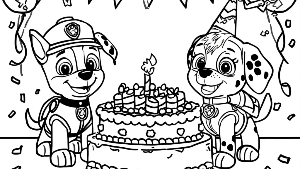 Birthday Party Paw Patrol Coloring Pages