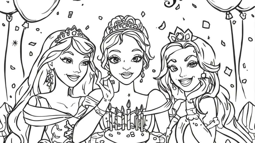 Birthday Princess Coloring Page