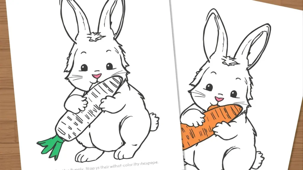 Bunny and Carrot Coloring Pages