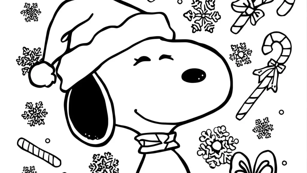 Christmas Snoopy Coloring Pages