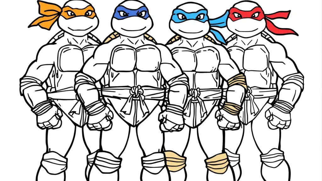 Classic TMNT Group Coloring Pages