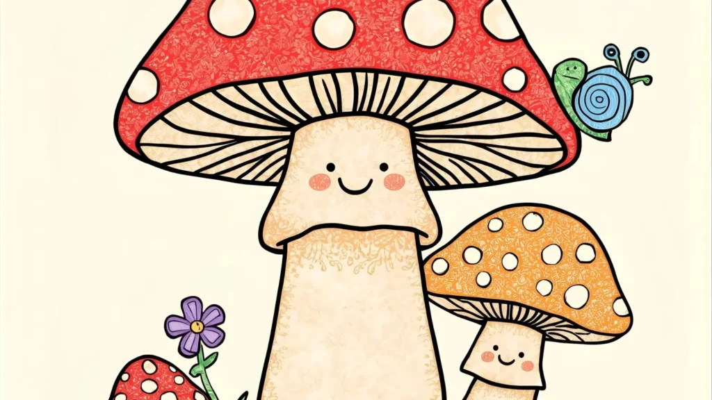 Cute Mushroom Coloring Pages for Kids