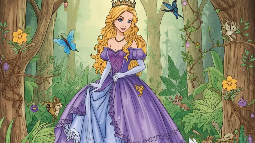 Enchanted Forest Princess Coloring Page