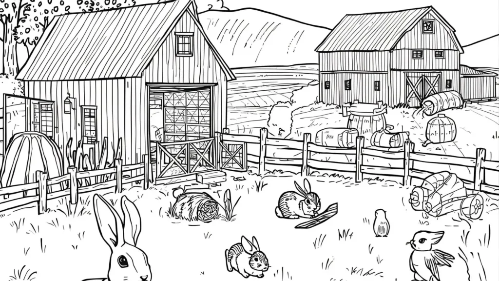 Farm Bunny Coloring Pages