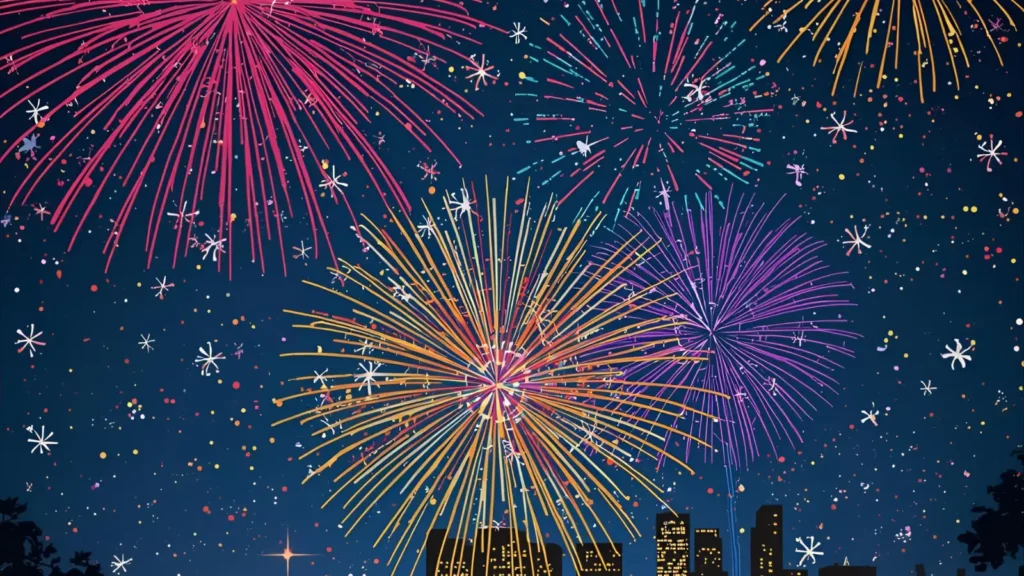 Fireworks Show at Night Coloring Pages