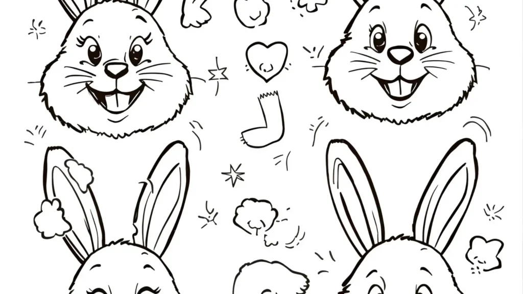 Happy Bunny Faces Coloring Pages
