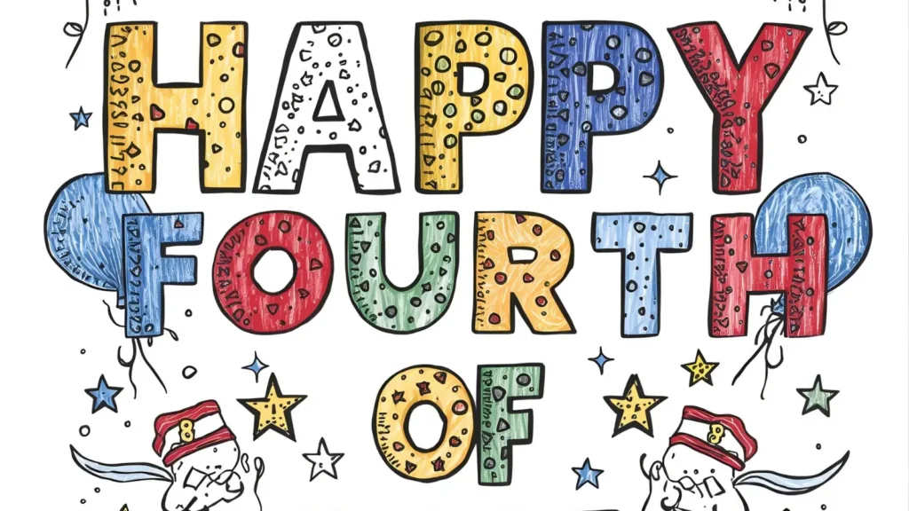 Happy Fourth of July Lettering Pages