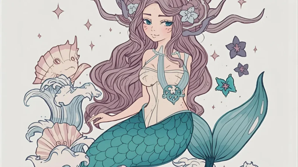 Mermaid Axolotl Coloring Pages