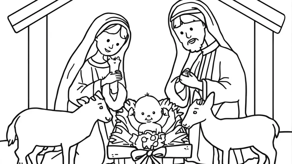 Nativity Scene Coloring Pages