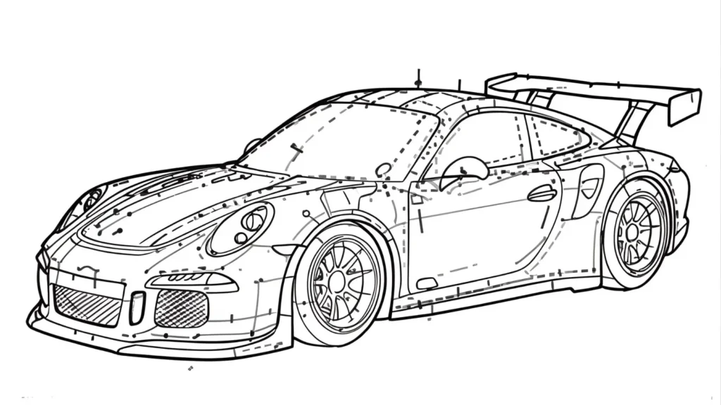 Numbered Drawing Race Car Coloring Page