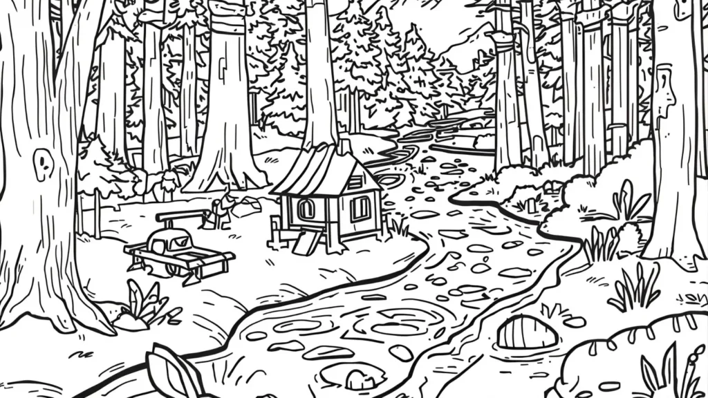 Outdoor Adventure Rabbit Coloring Pages