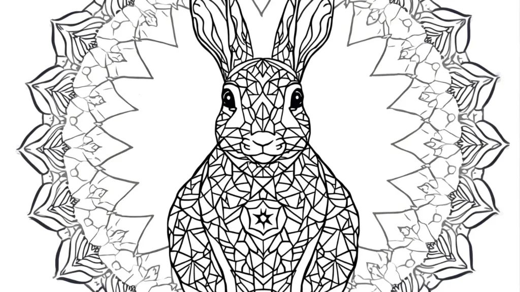 Peaceful Rabbit Mandala Coloring Pages