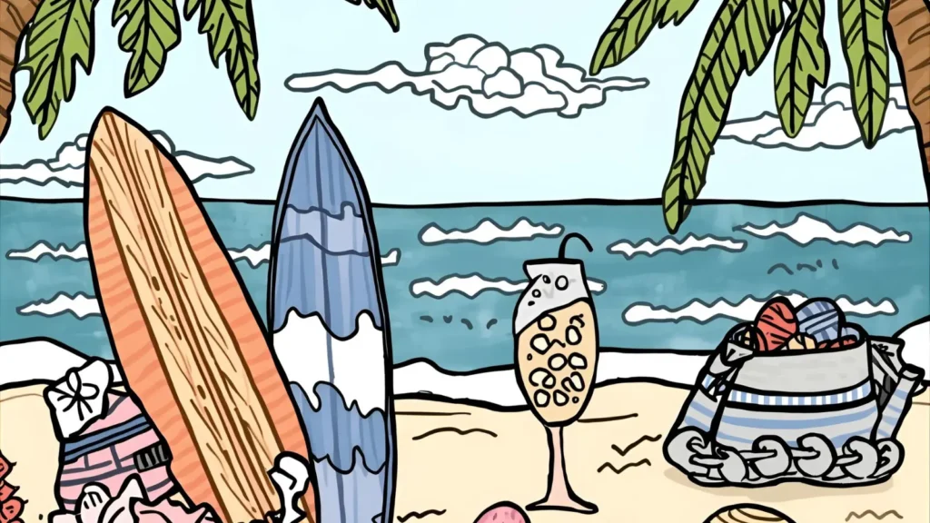 Preppy Beach Vibes Coloring Pages