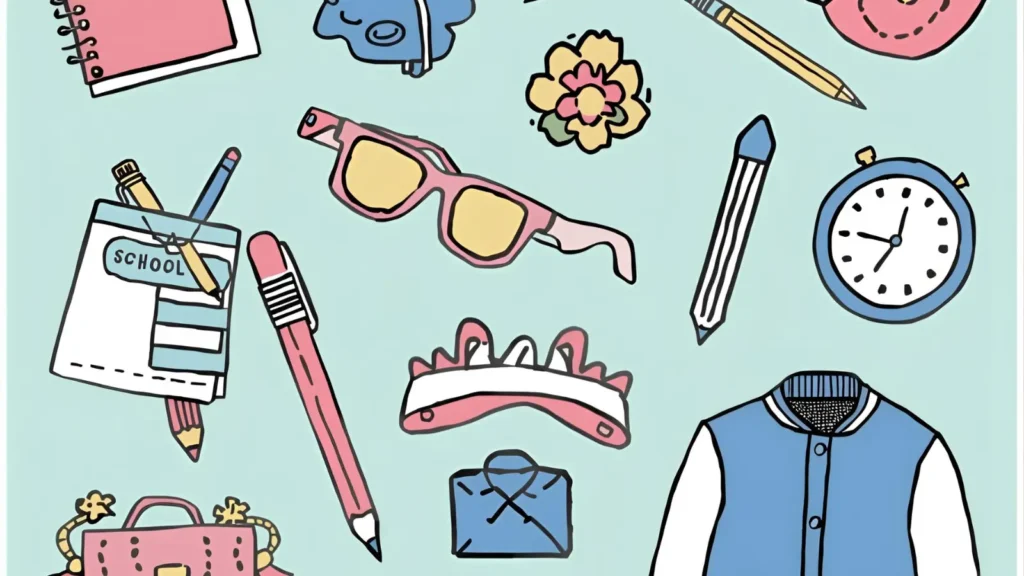 Preppy School-Themed Coloring Pages