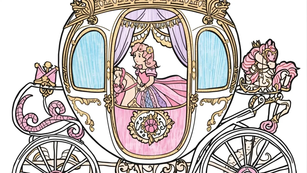 Princess Carriage Coloring Page