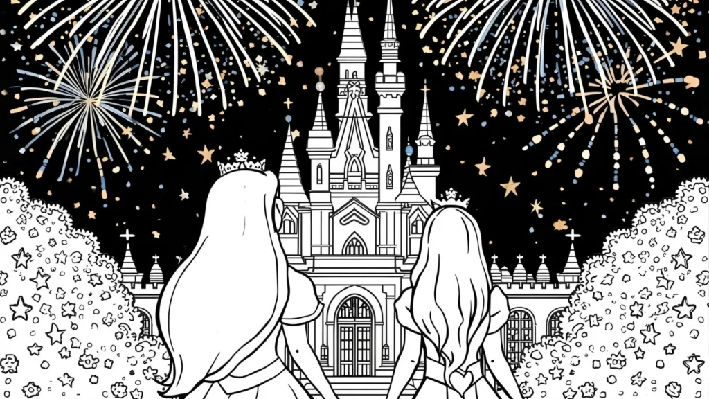 Princess Fireworks Coloring Page