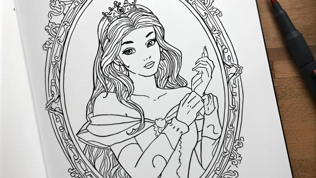 Princess Mirror Coloring Page