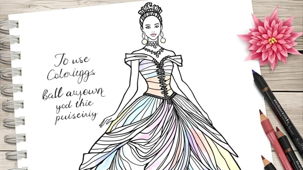 . Princess in Ball Gown Coloring Page