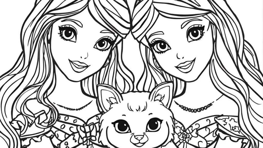 Princess with Pet Coloring Page