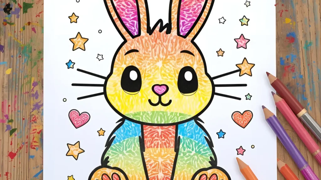 Rainbow Bunny Coloring Pages