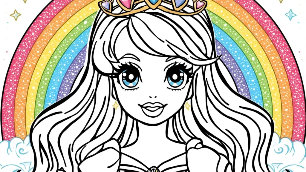 Rainbow Princess Coloring Page