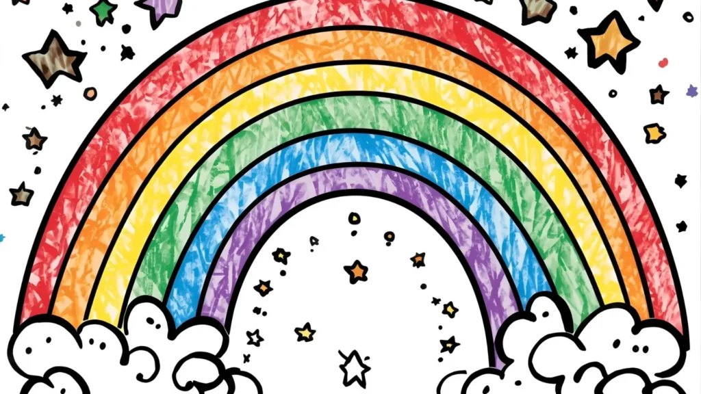 Rainbow Snoopy Coloring Pages