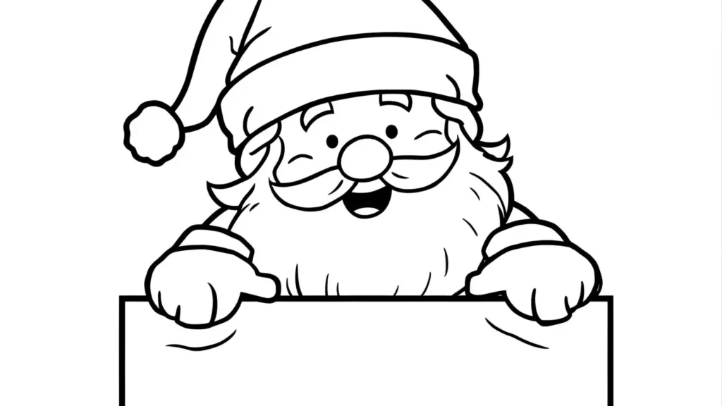 Santa Coming Down the Chimney Coloring Page