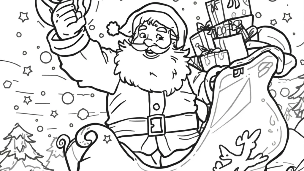 Santa Movie Scene Coloring Page