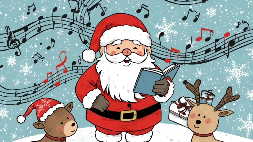 Santa Singing Christmas Songs Coloring Pages