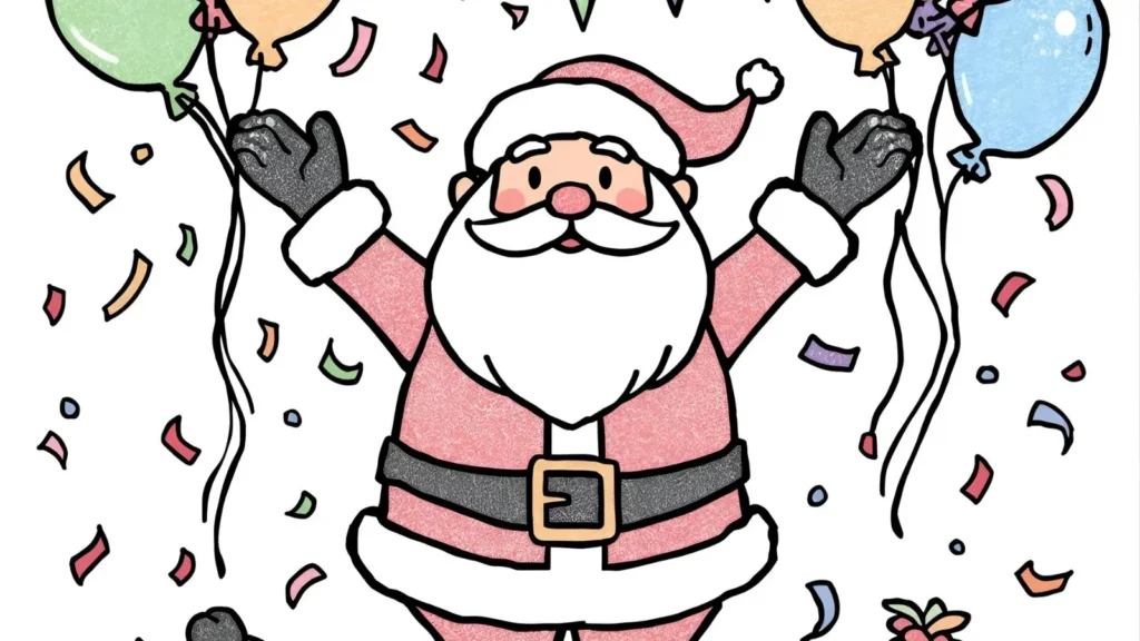 Santa at a Christmas Party Coloring Page