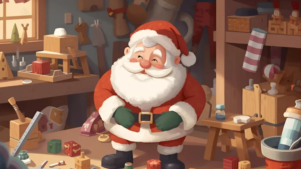 Santa in the Workshop Coloring Pages