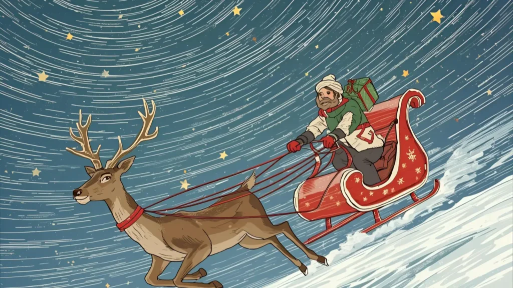 Santa on His Sleigh Coloring Pages