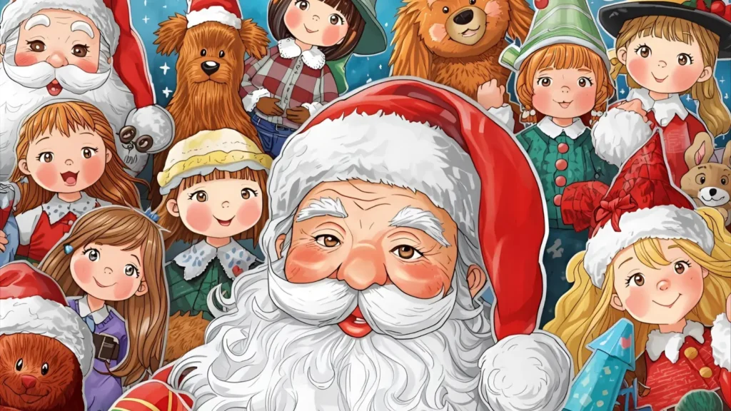 Santa with Toys Coloring Pages