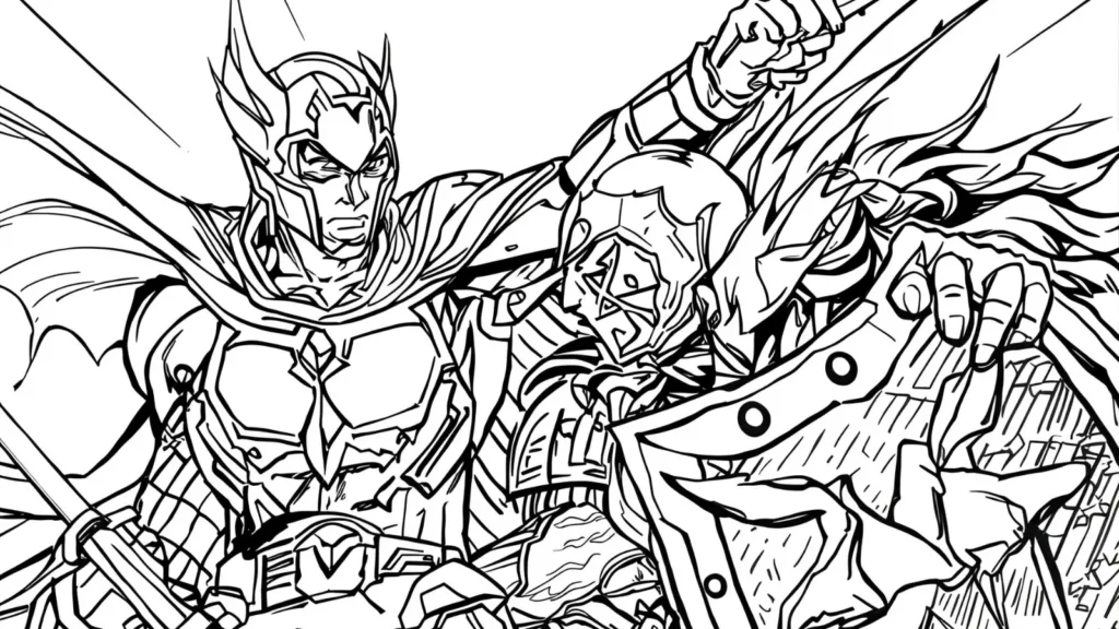 Shield-Wielding Hero Coloring Pages