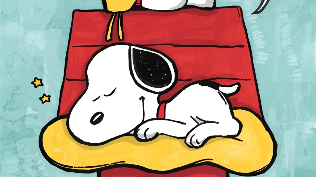 Snoopy Sleeping on His Doghouse Coloring Pages
