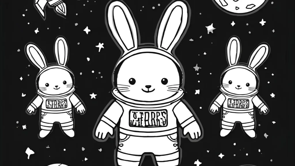 Space Bunny Coloring Pages