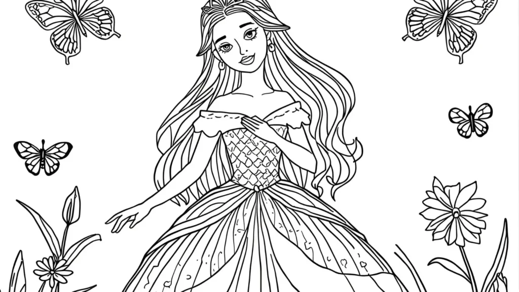 Spring Princess Coloring Page