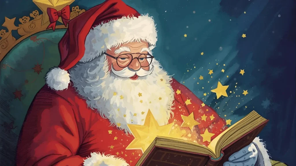 Storybook Santa Coloring Page
